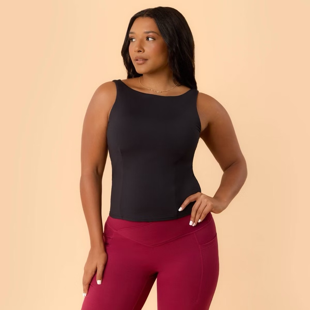 Blogilates Women's Boatneck Crisscross Tank Top - Black - Picture 5 of 11